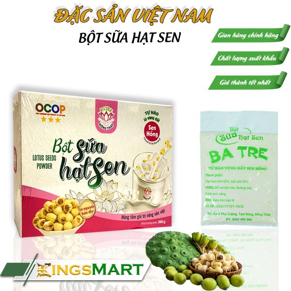 Bột Sữa Hạt Sen Cao Cấp – Thương hiệu Ba Tre – Đặc sản Đồng Tháp – Hộp 300g - Ảnh 3