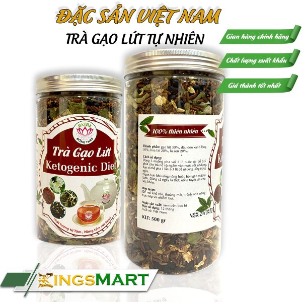 Trà Gạo Lứt KETOGENIC DIET - Thương hiệu SEN BA TRE - Đặc sản Đồng Tháp - Hũ 500g - Kingsmart - Ảnh 3