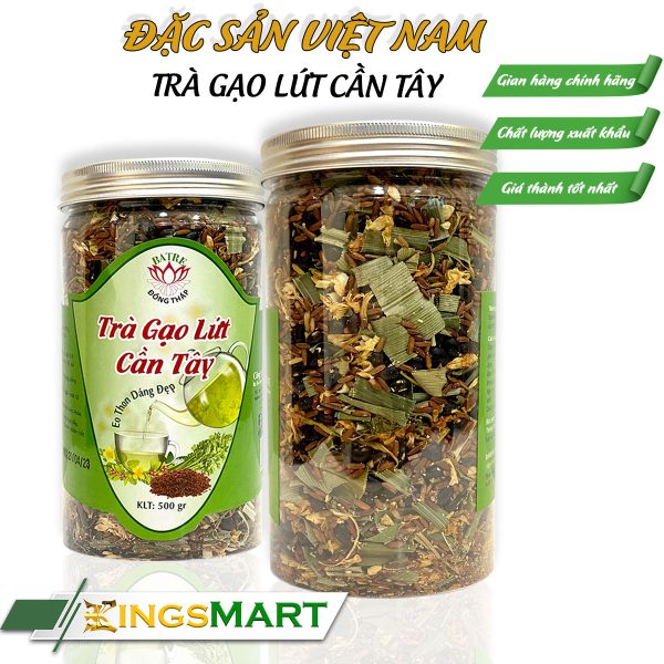Trà Gạo Lứt Cần Tây - Thương hiệu SEN BA TRE - Đặc sản Đồng Tháp - Hũ 500g - Kingsmart - Ảnh 3