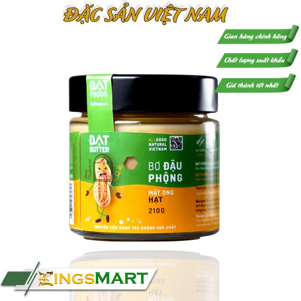 Bơ đậu phộng mật ong hạt - Thương hiệu ĐẠT FOODS - hũ 210g  - Đặc Sản Sài Gòn
