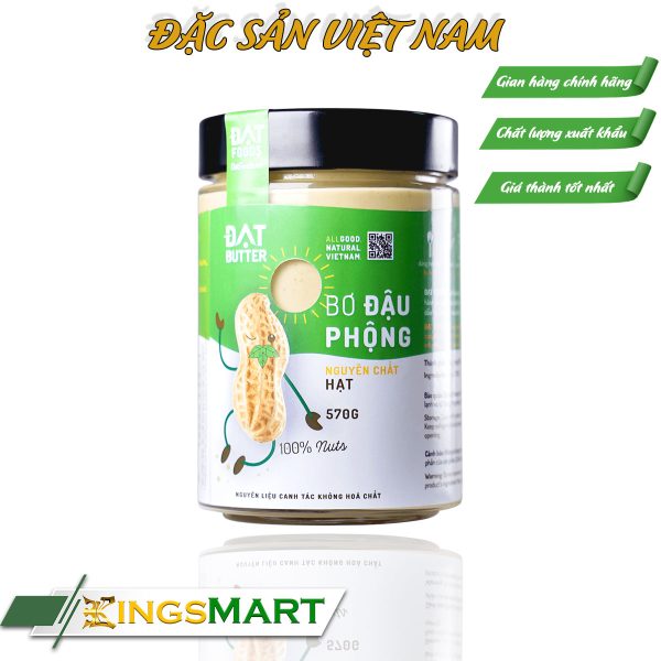 Bơ đậu phộng nguyên chất hạt - Thương hiệu ĐẠT FOODS - hũ 570g  - Đặc Sản Sài Gòn