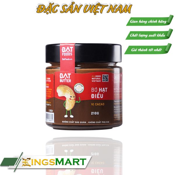 Bơ hạt điều vị cacao - Thương hiệu ĐẠT FOODS - hũ 210g  - Đặc Sản Sài Gòn