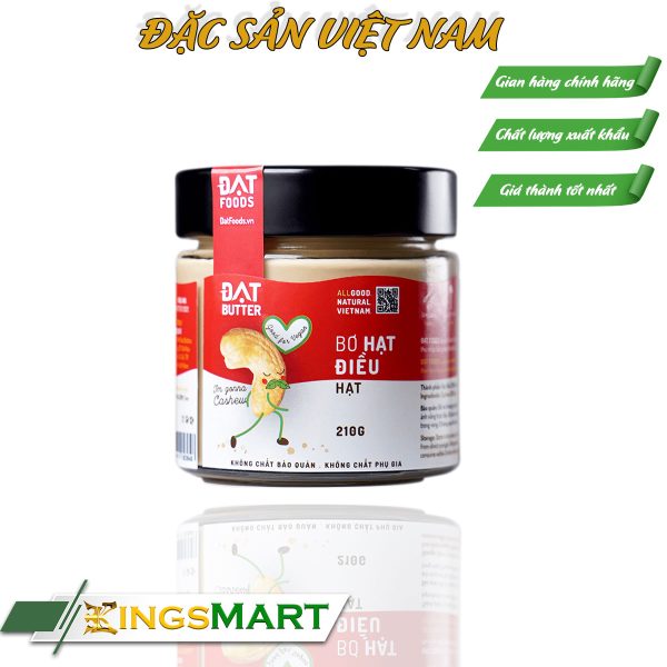 Bơ hạt điều nguyên chất hạt - Thương hiệu ĐẠT FOODS - hũ 210g  - Đặc Sản Sài Gòn