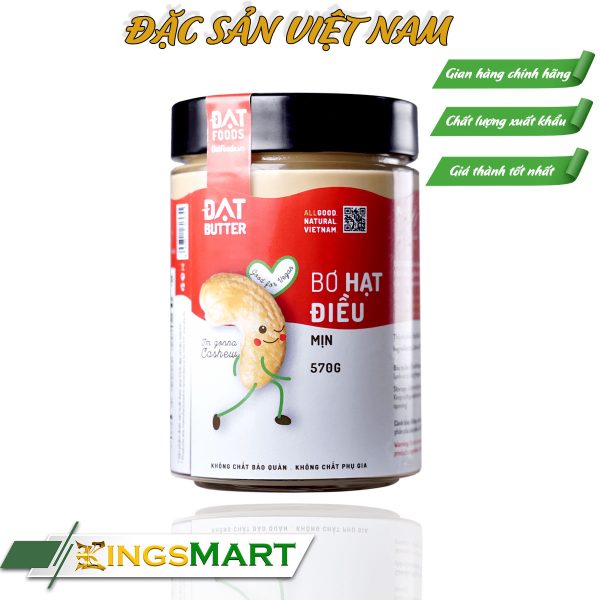 Bơ hạt điều nguyên chất mịn - Thương hiệu ĐẠT FOODS - hũ 570g  - Đặc Sản Sài Gòn
