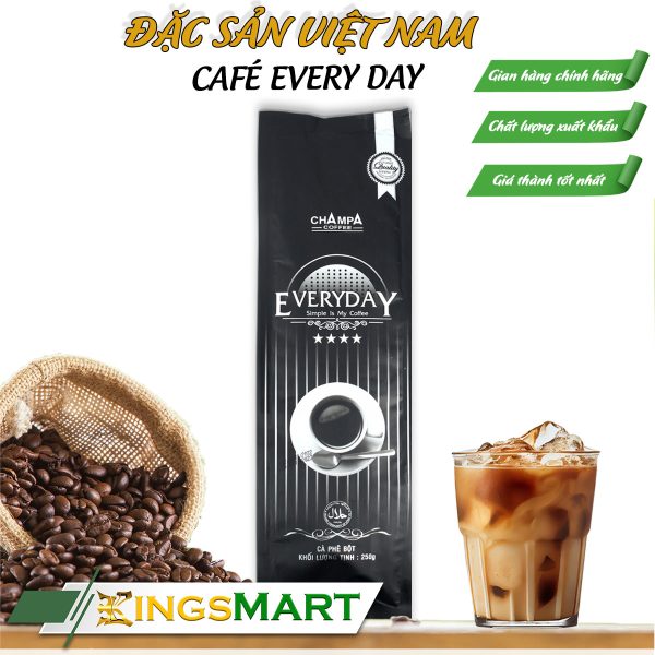 Cà phê rang xay cao cấp EVERYDAY - Thương hiệu Champa Coffee NGỌC PHONG - Đặc sản Tây Nguyên - Túi 250g