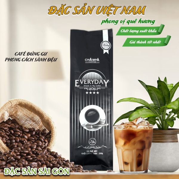 Cà phê rang xay cao cấp EVERYDAY - Thương hiệu Champa Coffee NGỌC PHONG - Đặc sản Tây Nguyên - Túi 250g - Ảnh 2