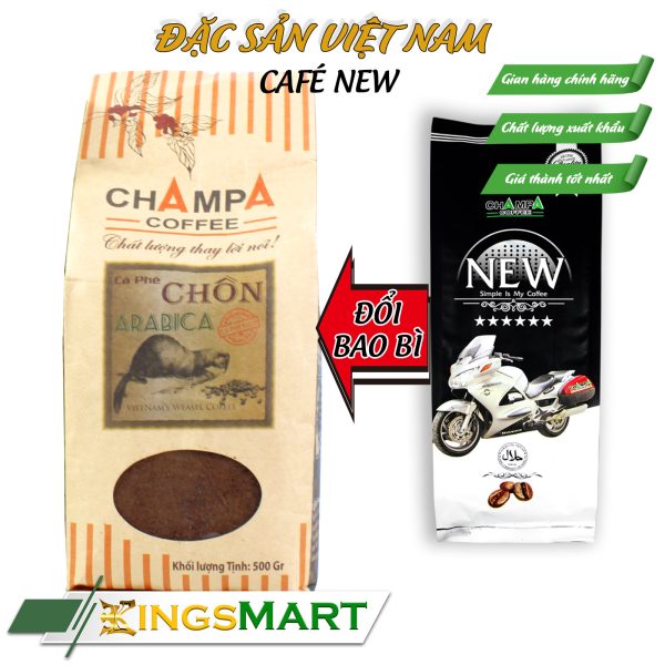 Cà phê rang xay cao cấp NEW mới - Thương hiệu Champa Coffee NGỌC PHONG - Đặc sản Tây Nguyên - Túi 500g