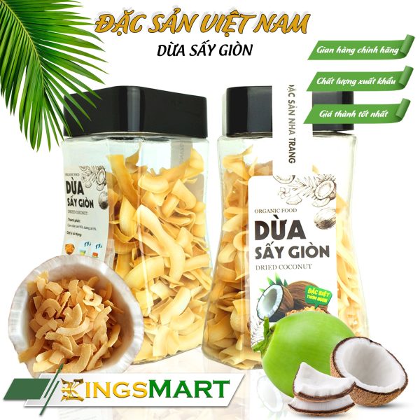 Dừa Tươi Sấy Giòn Hũ 150g - Topping Kem Tươi, Tráng Miệng - Thương hiệu KHÁNH TRANG - Đặc Sản Nha Trang