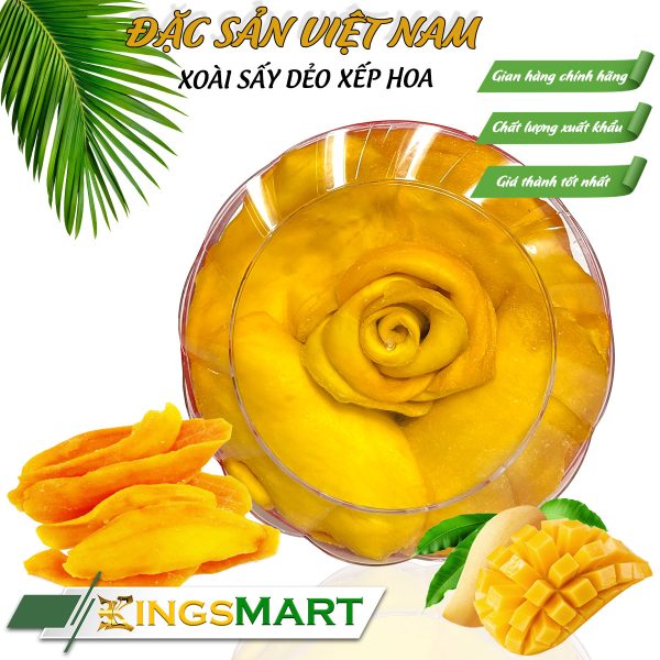 Xoài sấy dẻo hộp tròn xếp hoa - Thương hiệu Khánh Trang - Đặc sản Cam Ranh - Hộp 500g - Ảnh 2