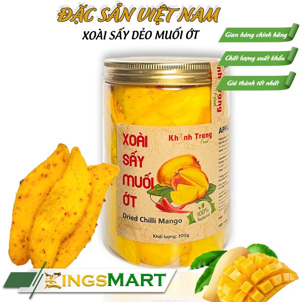 Xoài keo sấy dẻo muối ớt cay nhẹ - Thương hiệu Khánh Trang - Đặc sản Cam Ranh - Hũ 300g