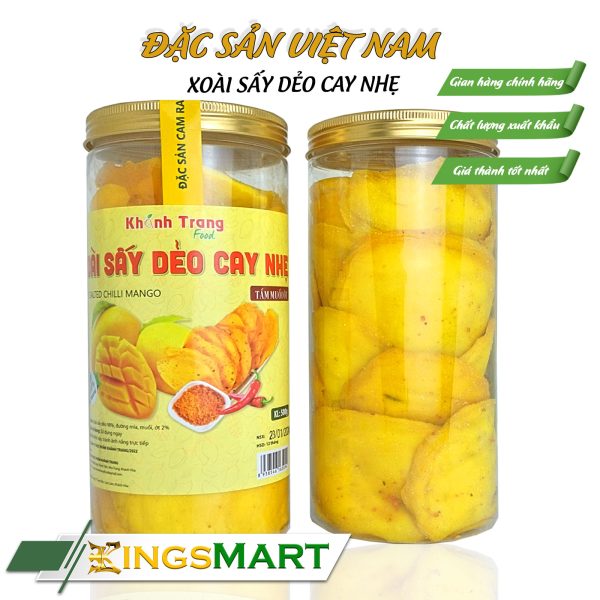 Xoài keo sấy dẻo muối ớt cay nhẹ - Thương hiệu Khánh Trang - Đặc sản Cam Ranh - Hũ 500g