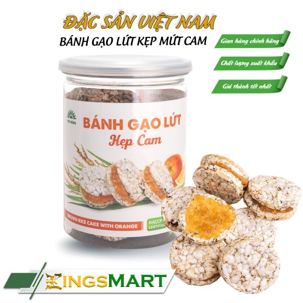 Bánh Gạo Lứt Kẹp Mứt Cam - Thương Hiệu TƯ BÔNG - Đặc Sản Đồng Tháp - Hũ 80gr