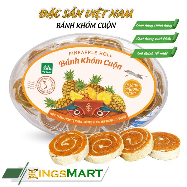 Bánh Dứa Cuộn - Thương Hiệu TƯ BÔNG - Đặc Sản Đồng Tháp - Hộp 200gr - Kingsmart