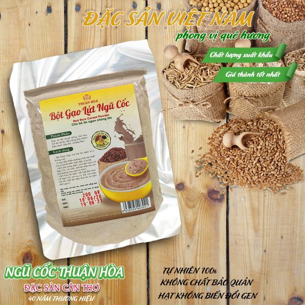 Bột Gạo Lứt Ngũ Cốc- Thương hiệu THUẬN HÒA - Đặc sản Cần Thơ - Túi 200g - Ảnh 2