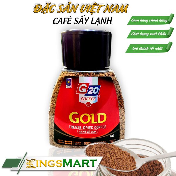 Cà Phê Sấy Lạnh GOLD 100% Arabica - Thương Hiệu G20 COFFEE THIÊN SA - Hũ 180g - Kingsmart