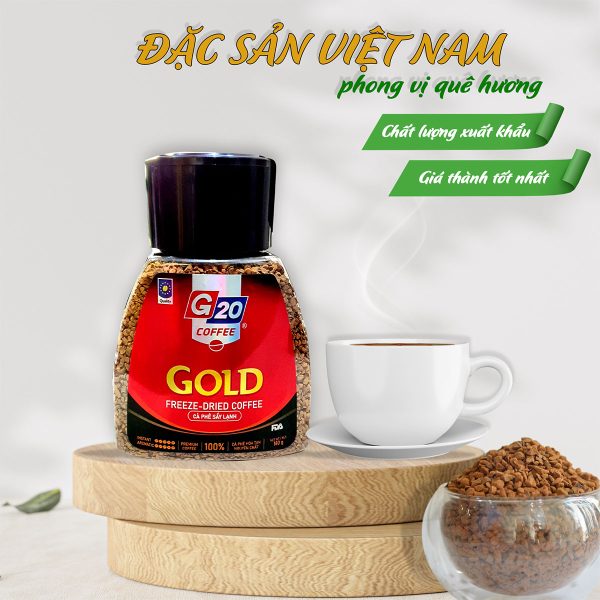 Cà Phê Sấy Lạnh GOLD 100% Arabica - Thương Hiệu G20 COFFEE THIÊN SA - Hũ 180g - Kingsmart - Ảnh 2