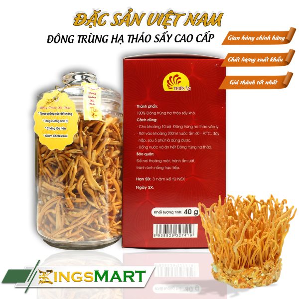 Đông Trùng Hạ Thảo Sấy Thăng Hoa 40gr - Thương hiệu Thiên Ân - Đặc sản Tiền Giang - Ảnh 2