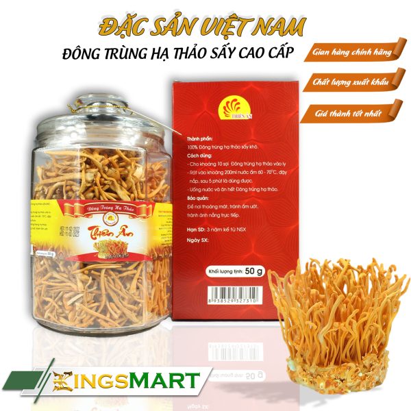 Đông Trùng Hạ Thảo Sấy Thăng Hoa 50gr - Thương hiệu Thiên Ân - Đặc sản Tiền Giang - Ảnh 2