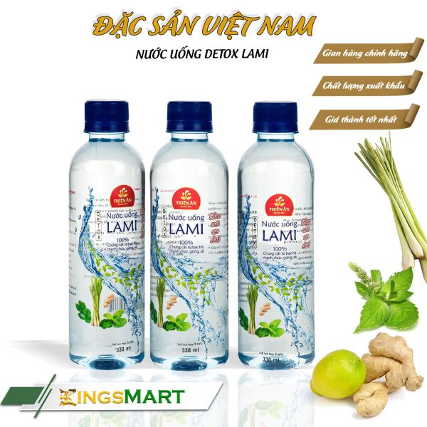 Thùng 24 Chai Nước Uống Detox LAMI Chưng Cất Từ Bạc Hà, Chanh Chúc, Gừng, Sả - Thương hiệu THIÊN ÂN - 330ml/chai - Ảnh 2