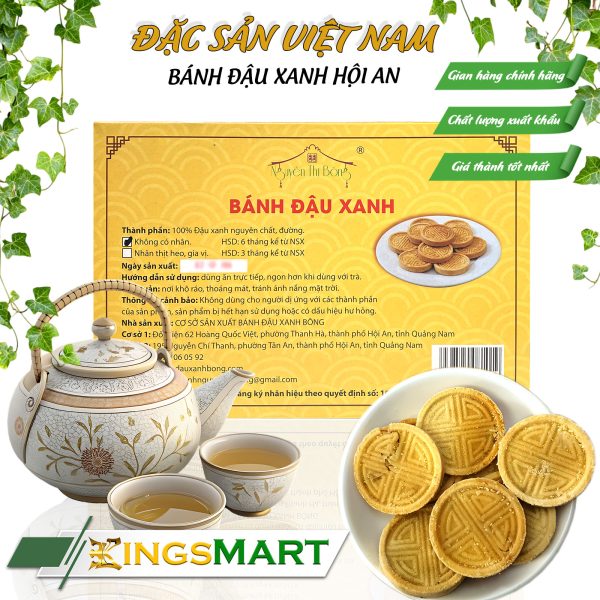 Bánh Đậu Xanh Chay - Thương hiệu Bông - Đặc Sản Hội An - Hộp 250g - Ảnh 2
