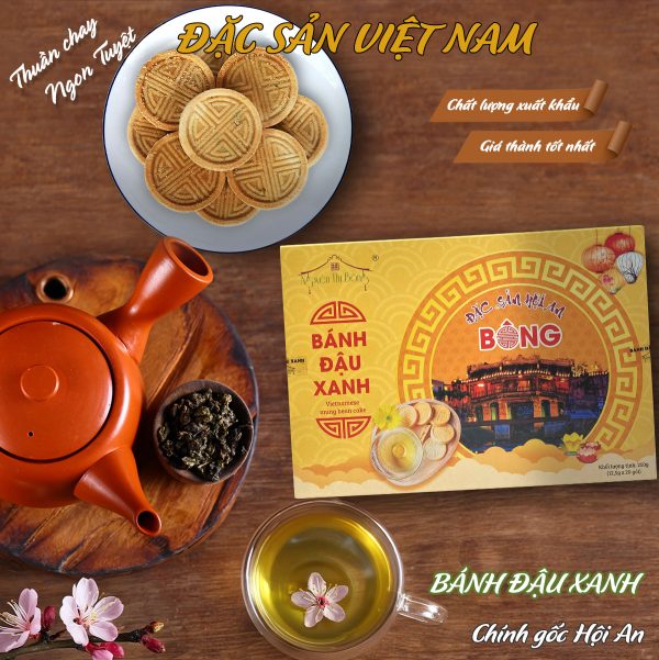 Bánh Đậu Xanh Chay - Thương hiệu Bông - Đặc Sản Hội An - Hộp 250g - Ảnh 3