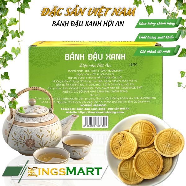 Bánh Đậu Xanh Chay - Thương hiệu Bông - Đặc Sản Hội An - Hộp 125g - Ảnh 3
