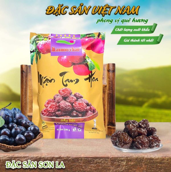 Mận sấy dẻo nguyên hạt - Thương hiệu MẬN MỘC CHÂU - Đặc sản Sơn La - Túi 200g - Ảnh 3