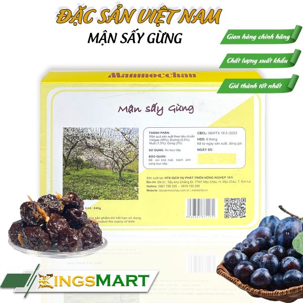 Mận sấy dẻo tách hạt vị gừng - Thương hiệu MẬN MỘC CHÂU - Đặc sản Sơn La - Hộp 250g - Ảnh 2