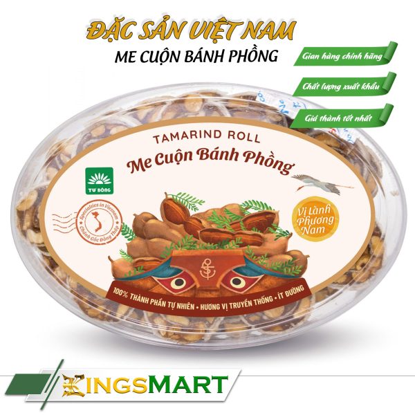 Me Cuộn Bánh Phồng - Thương Hiêu TƯ BÔNG - Đặc Sản Đồng Tháp - Hộp 200gr - Kingsmart