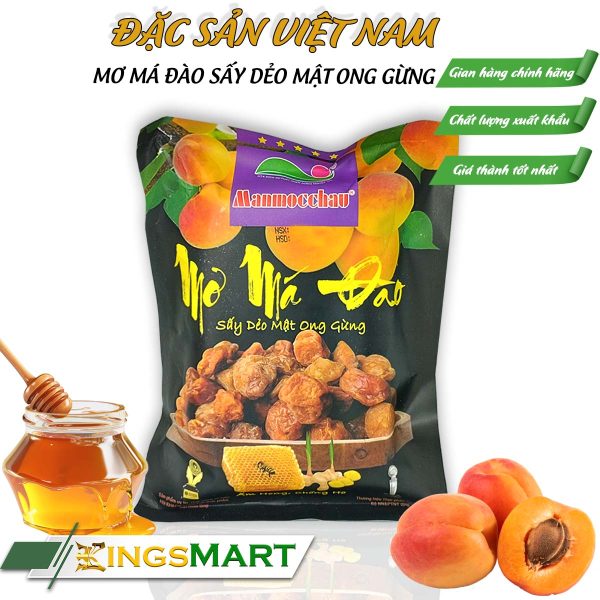 Mơ má đào sấy dẻo mật ong gừng - Thương hiệu MẬN MỘC CHÂU - Đặc sản Sơn La - Túi 180g