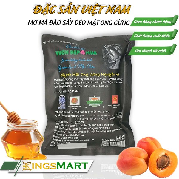 Mơ má đào sấy dẻo mật ong gừng - Thương hiệu MẬN MỘC CHÂU - Đặc sản Sơn La - Túi 180g - Ảnh 2