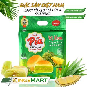 Bánh Pía Lá Dứa Sầu Riêng Chay Đặc Biệt - Thương Hiệu THIÊN SA - Túi 400g/4 bánh