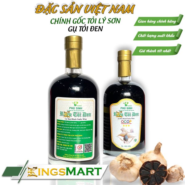 Rượu tỏi đen - Thương hiệu Phú Sinh - Đặc sản Lý Sơn - Chai 500ml (12% VOL) - Ảnh 2