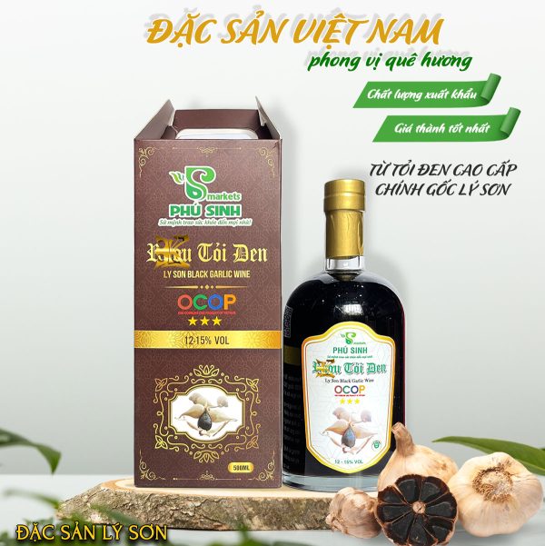 Rượu tỏi đen - Thương hiệu Phú Sinh - Đặc sản Lý Sơn - Chai 500ml (12% VOL) - Ảnh 3