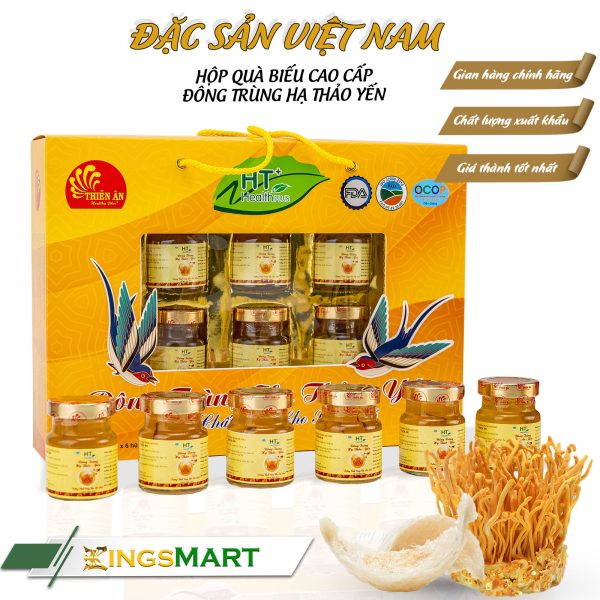 Hộp Quà 6 Hũ Yến Đông Trùng Hạ Thảo HT+  - Thương hiệu Thiên Ân - Đặc sản Tiền Giang