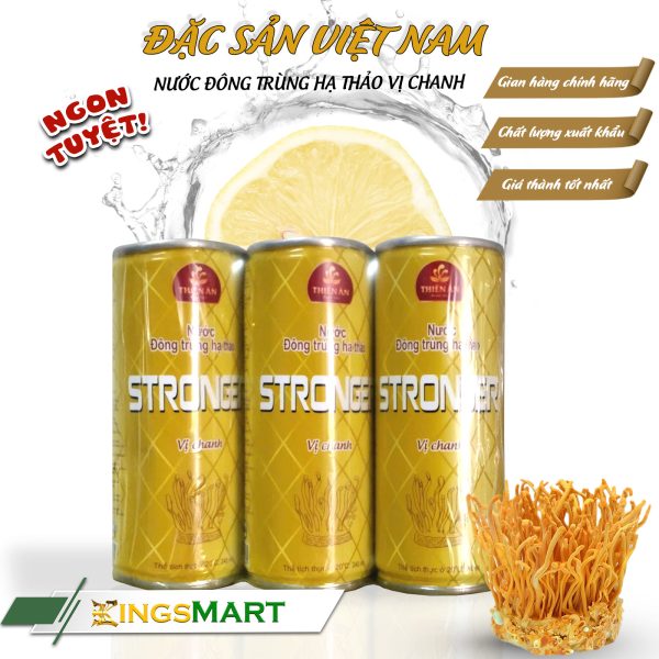 Thùng 24 Lon Nước Đông Trùng Hạ Thảo Vị Chanh STRONGER  - Thương hiệu Thiên Ân - 330ml/chai - Ảnh 2