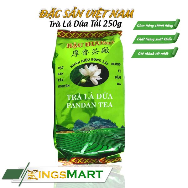 Trà lá dứa túi 250gr - Thương hiệu Hậu Hương - Đặc sản Lâm Đồng