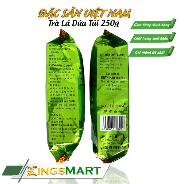 Trà lá dứa túi 250gr - Thương hiệu Hậu Hương - Đặc sản Lâm Đồng - Ảnh 3