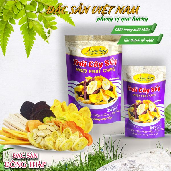 Trái Cây Sấy Hỗn Hợp - Thương hiệu Nam Huy - Đặc sản Đồng Tháp - Túi 80gr - Ảnh 2
