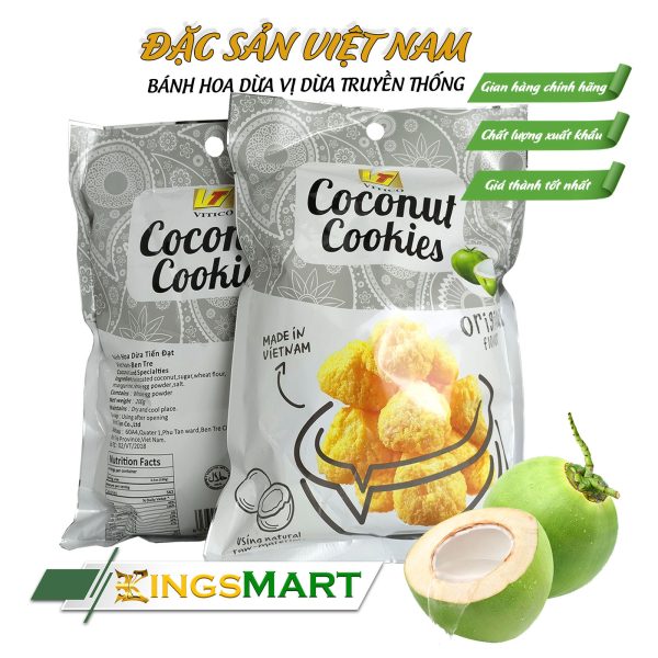 Bánh hoa dừa vị dừa truyền thống - Thương hiệu Tiến Đạt - Đặc sản Bến Tre - Túi 200g