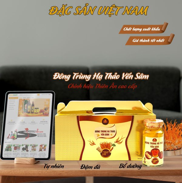 Lốc 4 Hũ Yến Sâm Đông Trùng Hạ Thảo - Thương hiệu THIÊN ÂN - Đặc sản Tiền Giang - 150ml/hũ - Ảnh 3