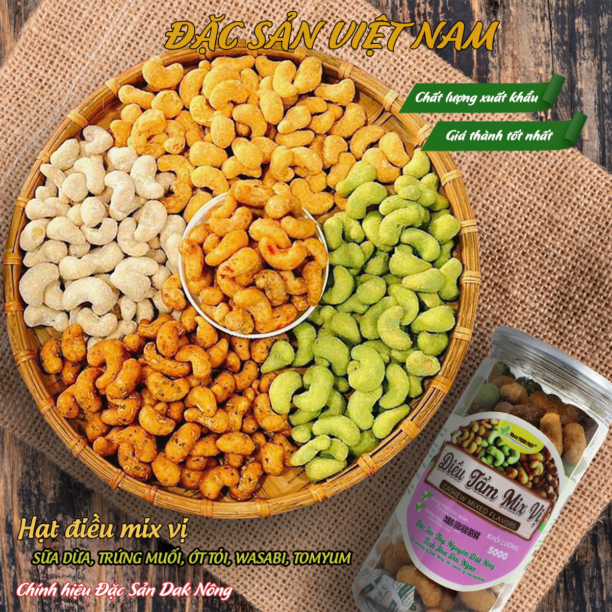 Hạt Điều Rang Mix Vị - Thương hiệu THỊNH PHÁT - Đặc sản Tây Nguyên - Hũ 500g - Ảnh 2