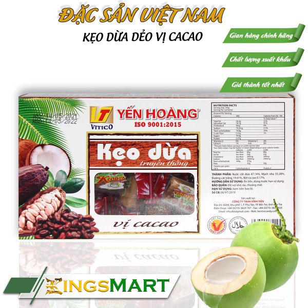 Kẹo dừa dẻo vị cacao – Thương hiệu Yến Hoàng – Hộp 250g - Ảnh 2