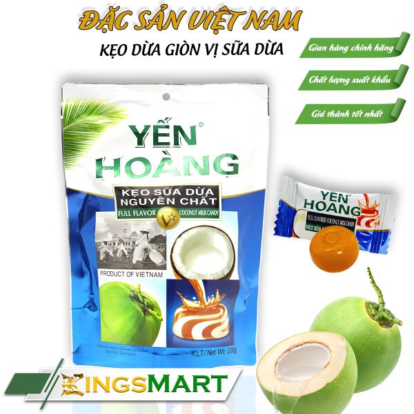 Kẹo dừa giòn vị sữa dừa – Thương hiệu Yến Hoàng – Túi 100g - Ảnh 2