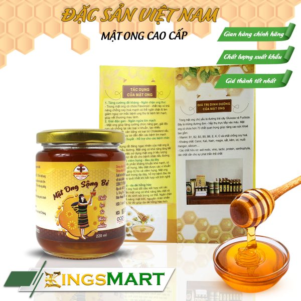 Mật ong đa hoa nguyên chất - Thương hiệu SÔNG BÉ - Đặc sản Bình Phước - Hũ 220ml - Kingsmart - Ảnh 3