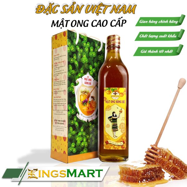 Mật ong đa hoa nguyên chất - Thương hiệu SÔNG BÉ - Đặc sản Bình Phước - Chai 500ml - Kingsmart
