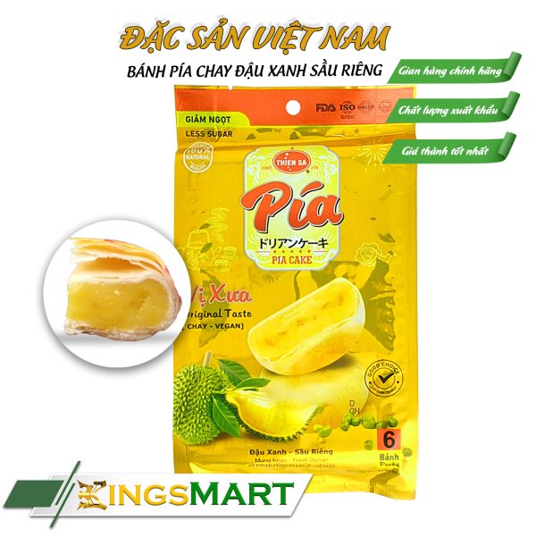Bánh Pía Đậu Xanh Sầu Riêng Chay - Thiên Sa - Túi 120g/6 bánh