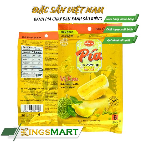 Bánh Pía Đậu Xanh Sầu Riêng Chay - Thiên Sa - Túi 120g/6 bánh - Ảnh 2