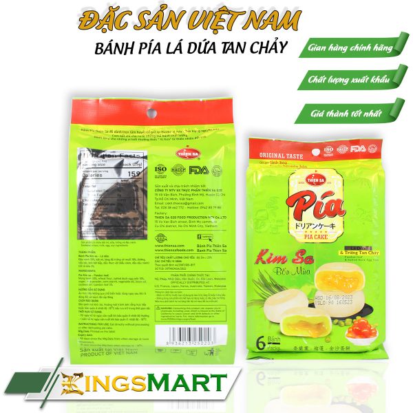 Bánh pía kim sa mini lá dứa - Thương hiệu Thiên Sa - Túi 150g/6 bánh - Kingsmart - Ảnh 3