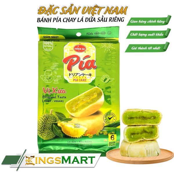 Bánh Pía Lá Dứa Sầu Riêng Chay - Thương hiệu Thiên Sa - Túi 120g/6 bánh